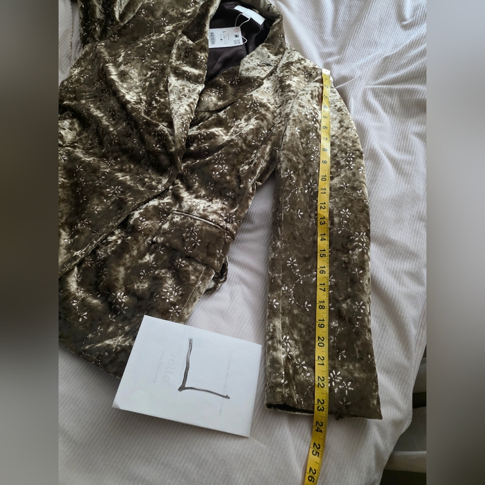 Zara METALLIC THREAD VELVET BLAZER WITH BELT Golden Zw Collection BLAZER ONLY - Picture 11 of 16